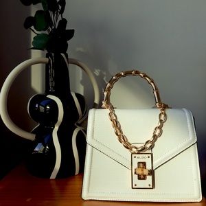 Fabulous Aldo evening bag - white, gold accents. Small/Medium sized.